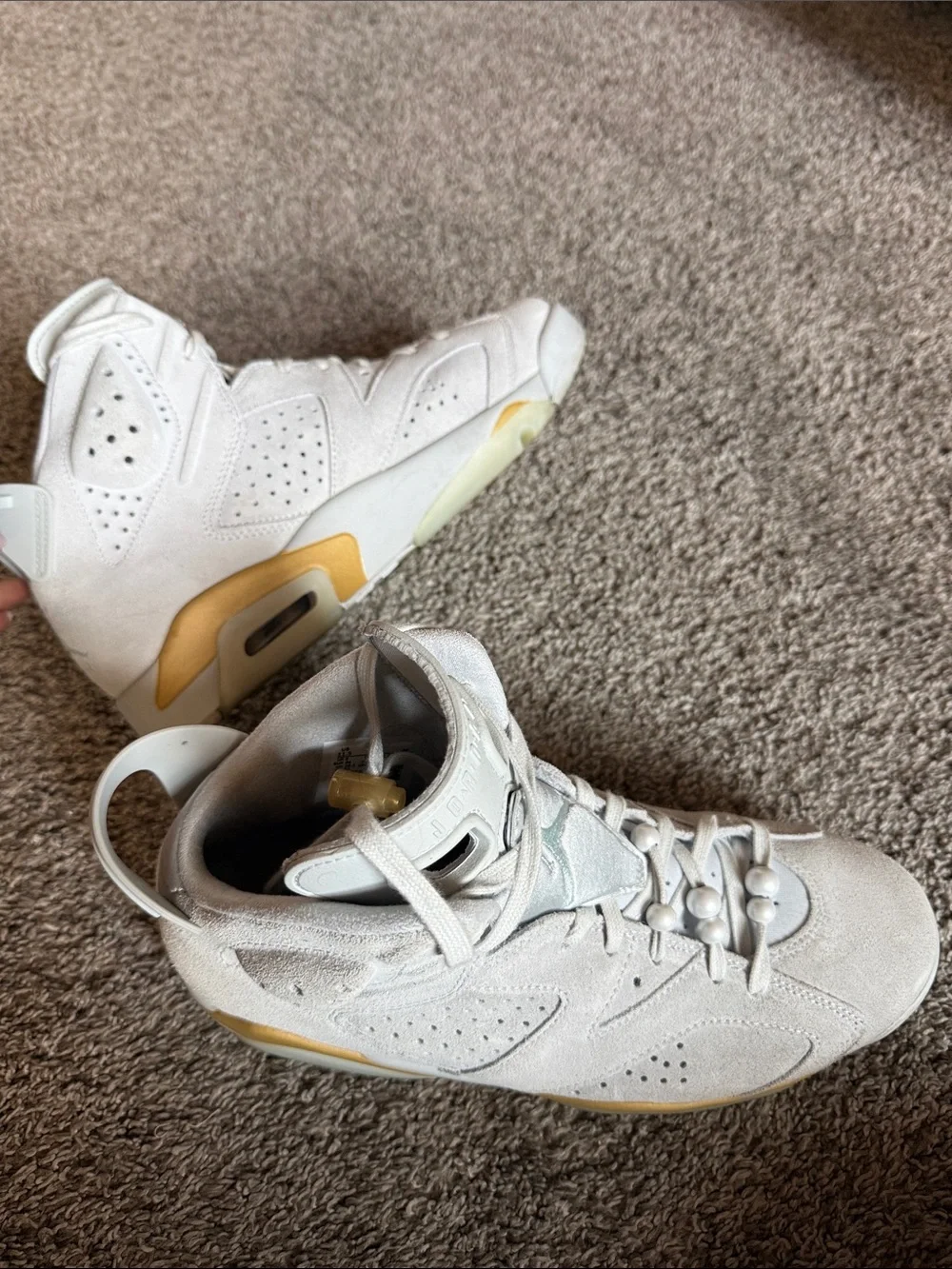 Jordan Pearl Grey Suede High-Top Sneakers